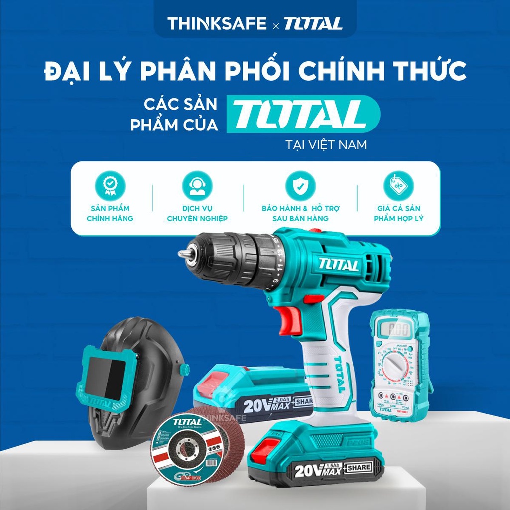 Máy chà nhám điện Total công suất 65 - 1200W gồm chà nhám vuông, chữ nhật, tròn, cọ, Máy chà nhám tăng - Thinksafe