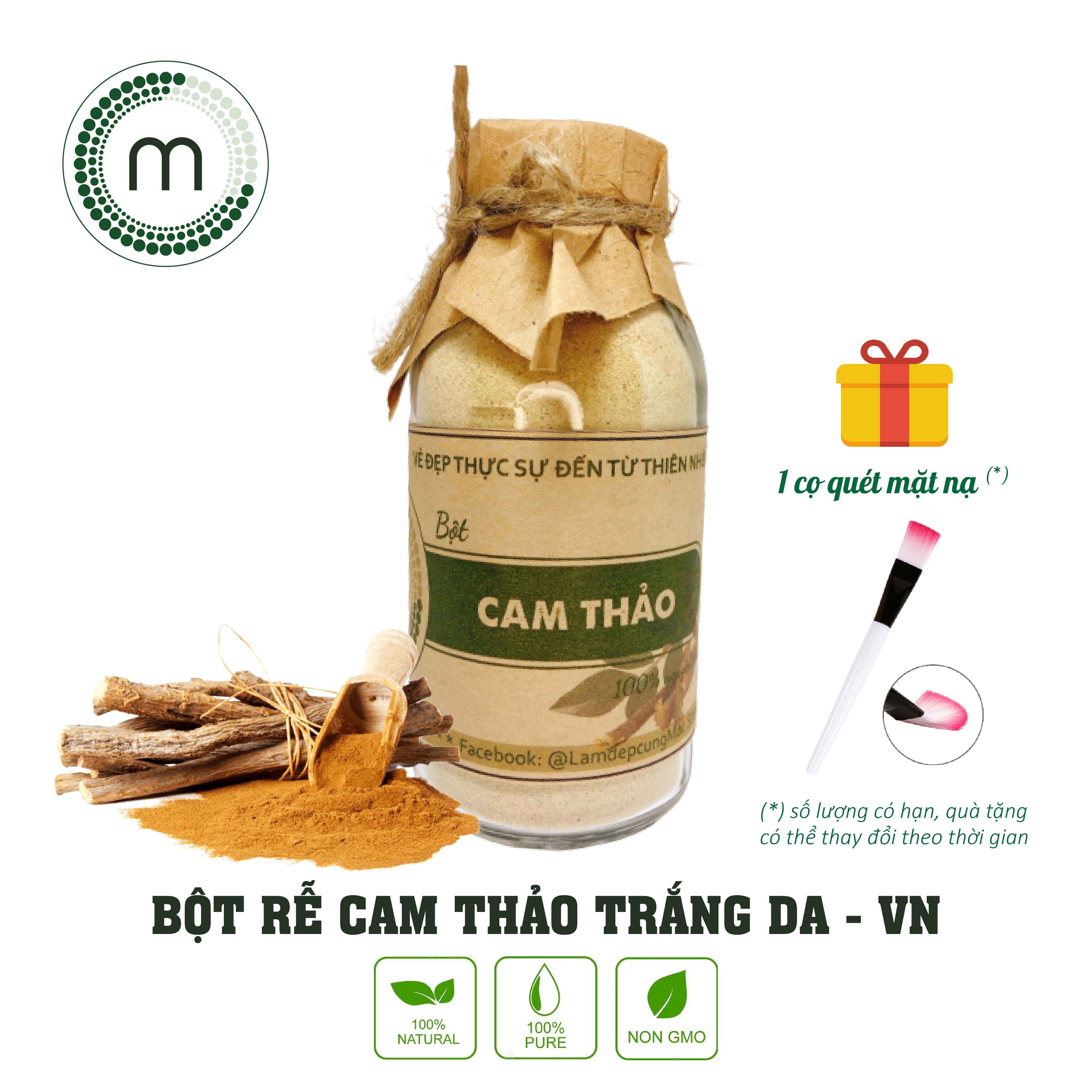Bột Rễ Cam Thảo thiên nhiên đắp mặt nạ nguyên chất túi dùng thử 10g và chai 100ml
