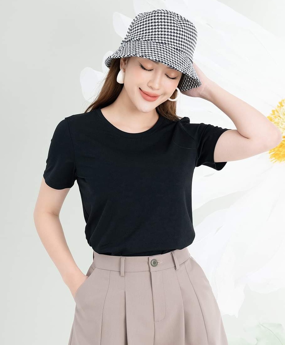 Áo thun trơn nữ tay ngắn có Big Size, áo thun trơn basic cổ tròn