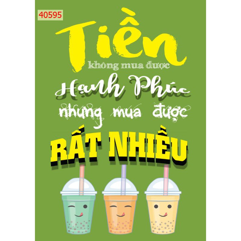 Combo 3 bức tranh 3d trang trí quán trà sữa keo sẵn