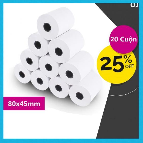 Bộ 20 Cuộn Giấy In Nhiệt Chất Lượng Cao Khổ K80 Dành Cho Máy In Bill