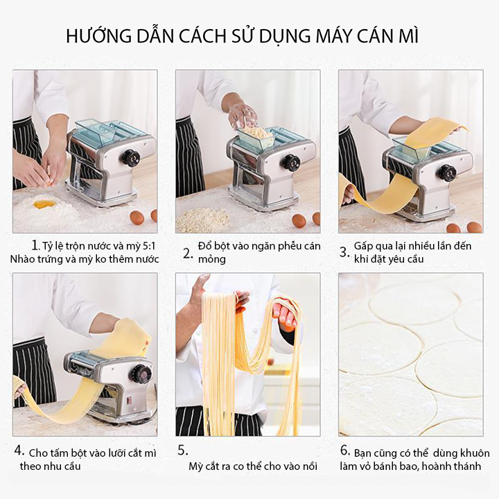 Máy Cán Bột - Máy Cắt Mì 2 Lưỡi Dao Chạy Điện