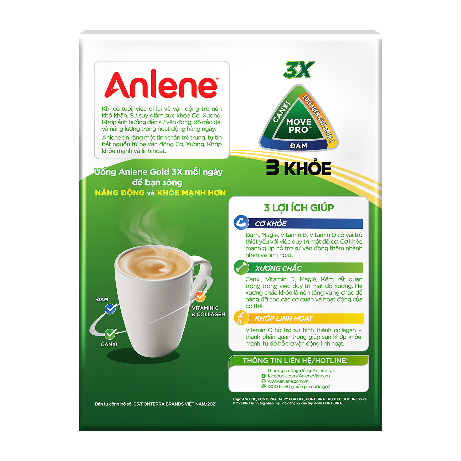 [up to 16% Off up to 175K for Orders from 800K][Freeship 0Vnd Nationwide] Combo of 4 Anlene Coffee Flavored Powdered Milk in Convenient Packets (8 Packs X 35g)