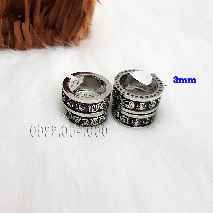 Nhẫn nam, nhẫn chromehe4rt titan bảng dày.