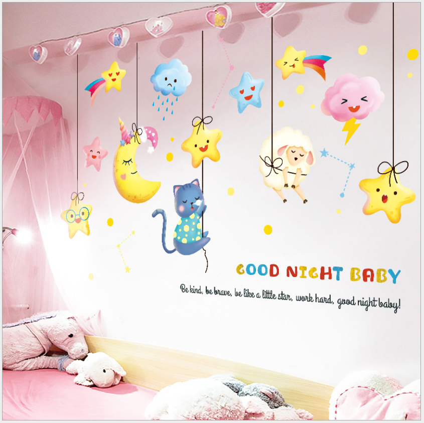 [HCM] Decal giấy dán tường mặt trăng , ngôi sao