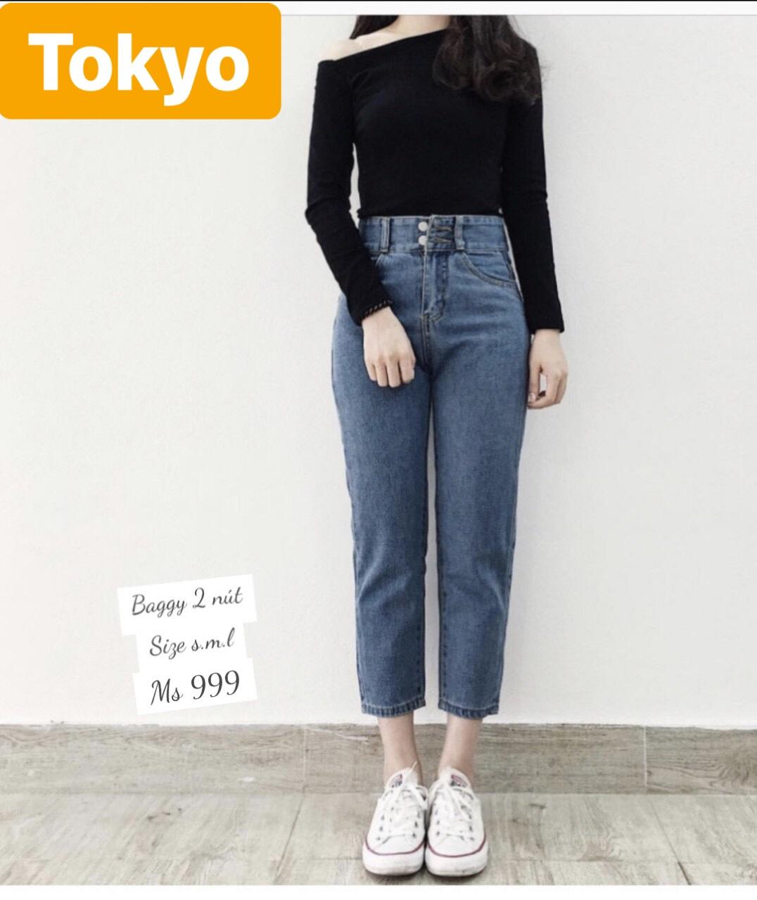 QUẦN JEAN BAGGY NỮ XANH TRƠN 2 CÚC HÀN QUỐC LƯNG CAO NÂNG MÔNG HITACHII CAO CẤP TOKY-396 - TOKYO FASHION
