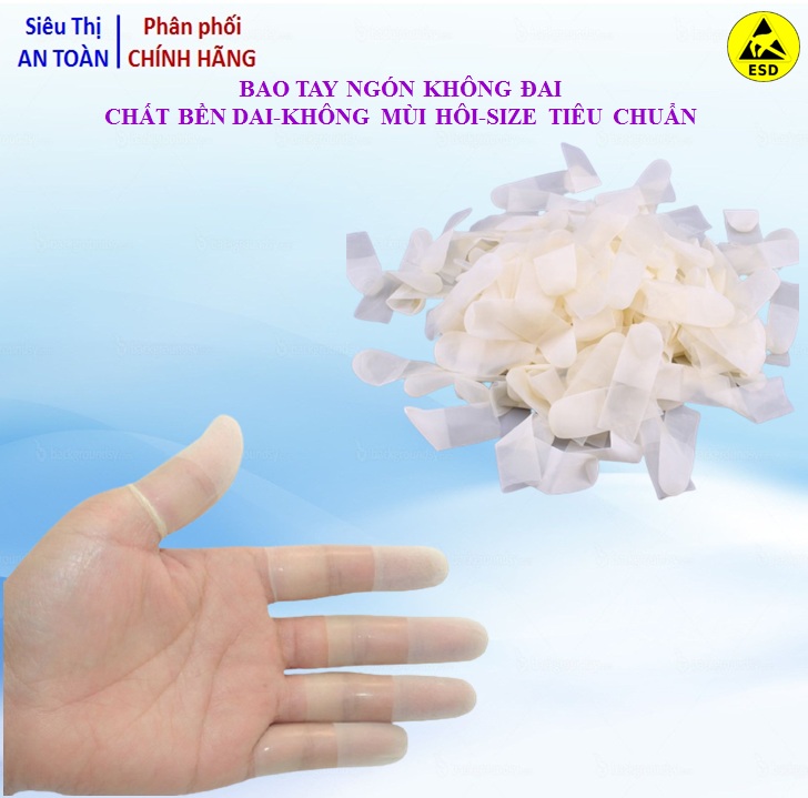 Bao tay cao su, bao tay ngón tĩnh điện không đai, dùng mỗi trường y tế, môi trường điện tử