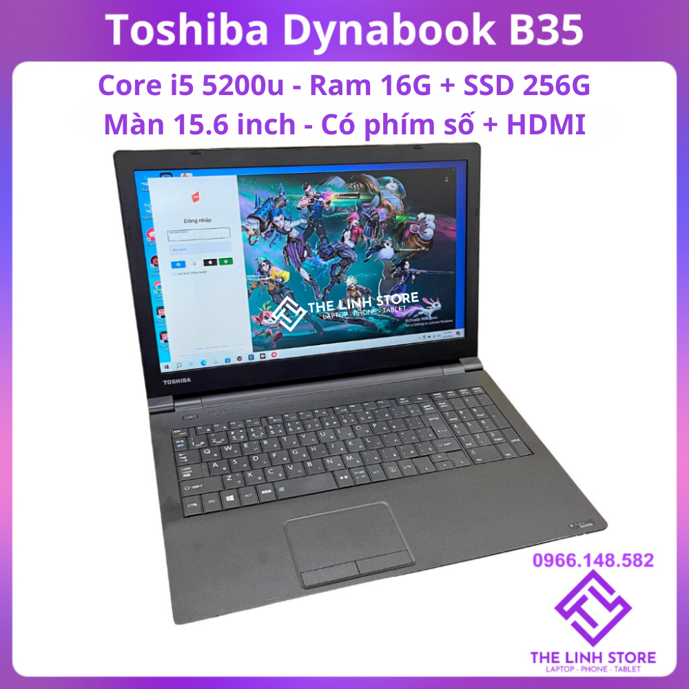 Laptop toshiba dynabook b35 screen 15.6 inch - core i5 5200u 16g 256g ssd
