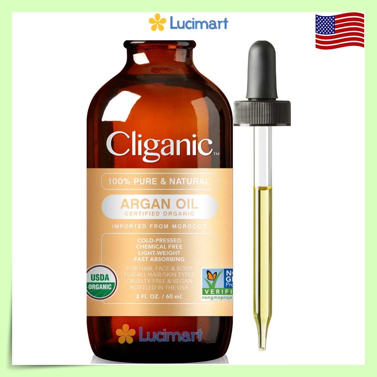 Tinh dầu nguyên chất hữu cơ Cliganic Organic Argan Oil 100% Pure and Natural dành cho tóc, mặt và da
