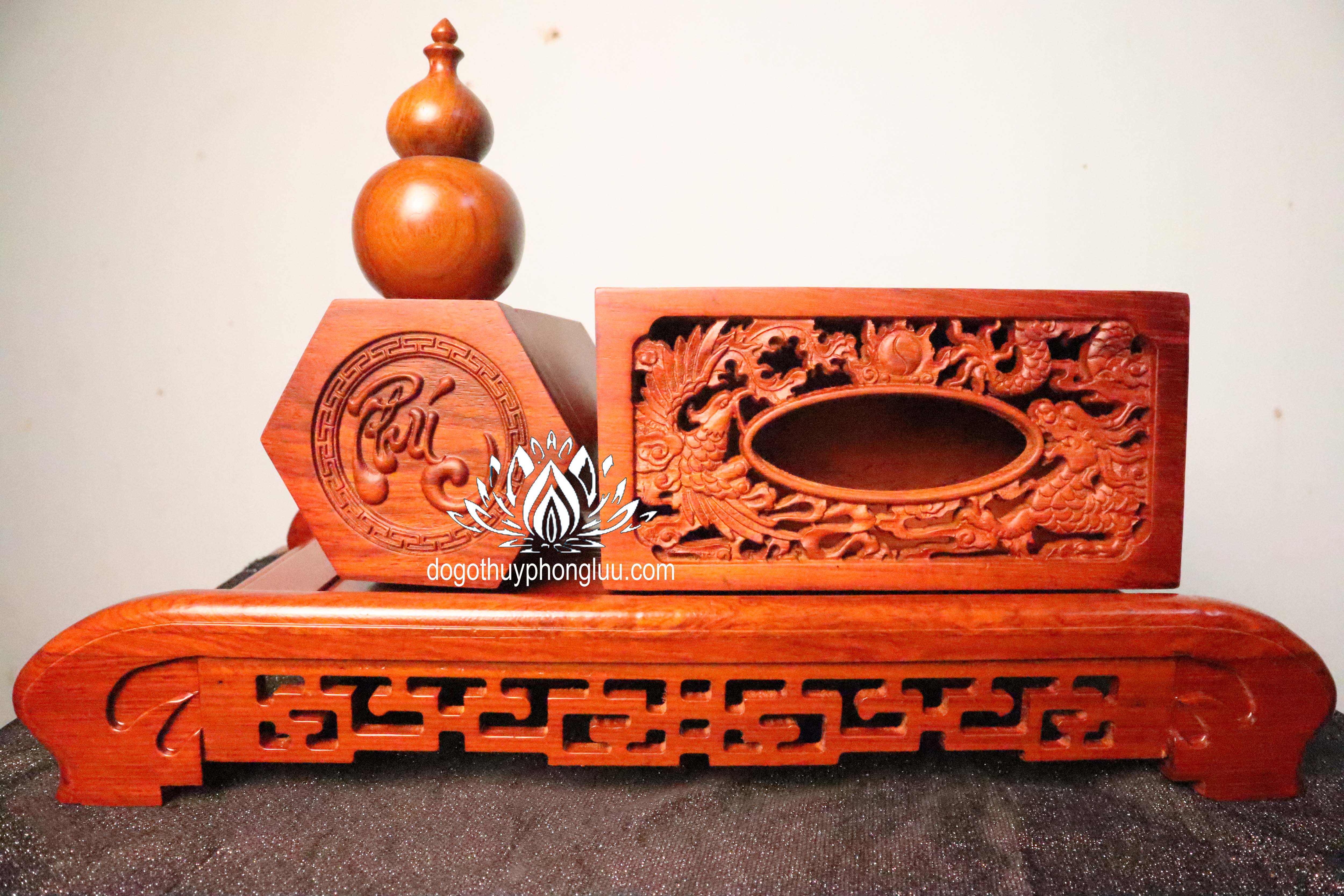 Combo 4 món giá rẻ khay trà,hộp giấy,hộp đựng chè,gỗ hương cao cấp