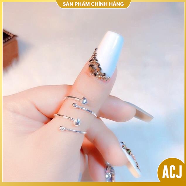 Nhẫn bạc hở- nhẫn tim bạc ta sáng đẹp giá sỉ