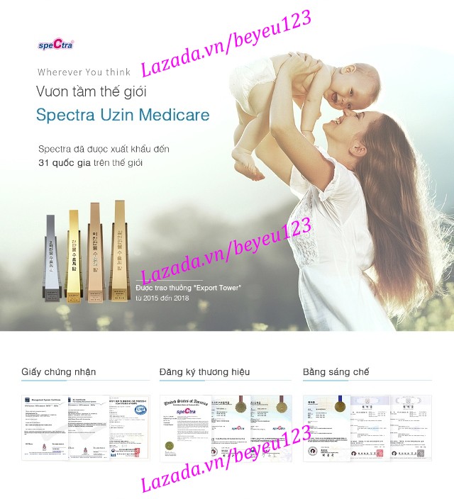 BÌNH SỮA PP CỔ RỘNG SPECTRA 160ML núm ti size S - Spectra (Made in Korea) (Cho Bé từ 0 đến 4 tháng)