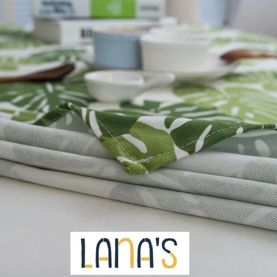 Khăn trải bàn xanh lá vải canvas handmade  - LBS
