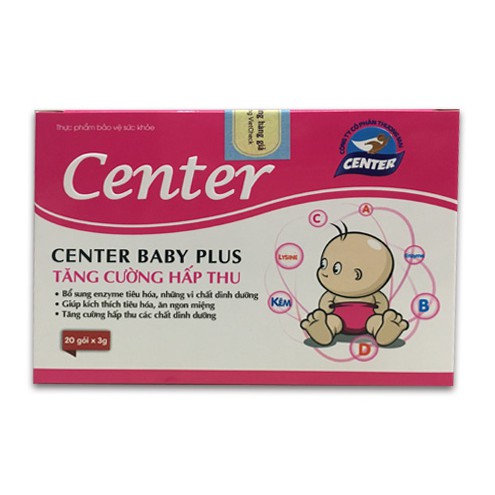 Center Baby Plus Tăng cường hấp thu – Giúp kích thích tiêu hóa, tăng đề kháng (Hộp Cốm 20 gói)