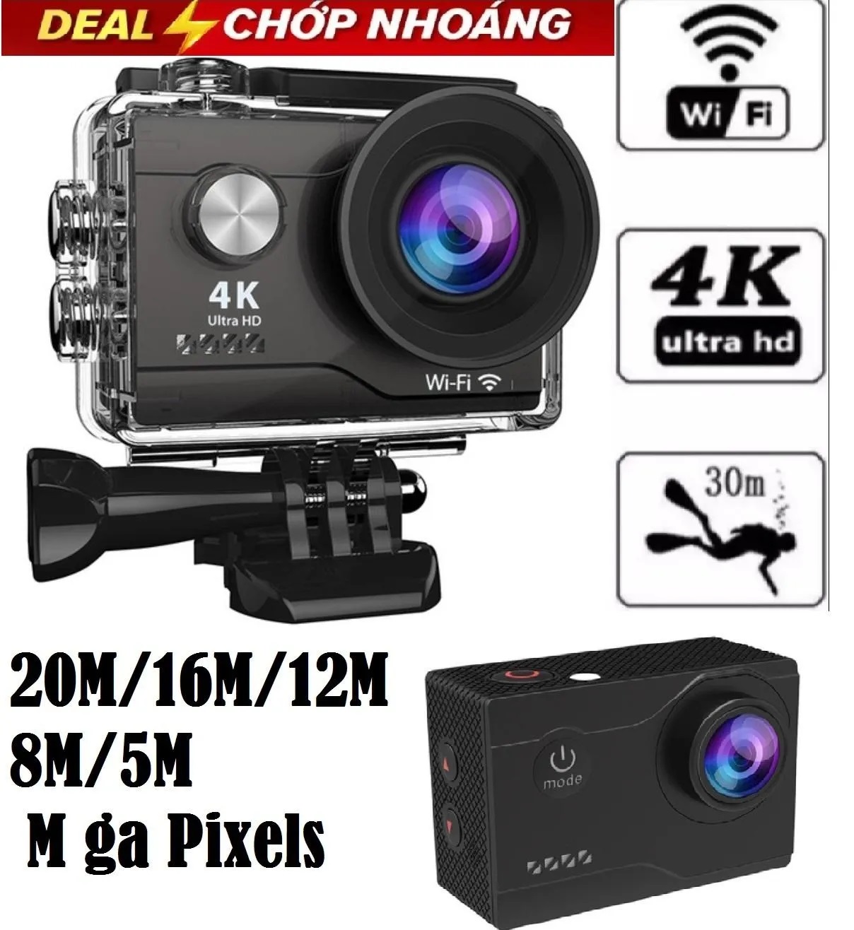 Camera Hanh Trinh Gia Re, Camera Thể Thao Eken- Camera 4K Ultra Hd Wifi, Phiên Bản Mới Nhất 4.0, Kết Nối Smartphone Bằng Ứng Dụng, Bh 1 Đổi 1 Trong 12 Tháng