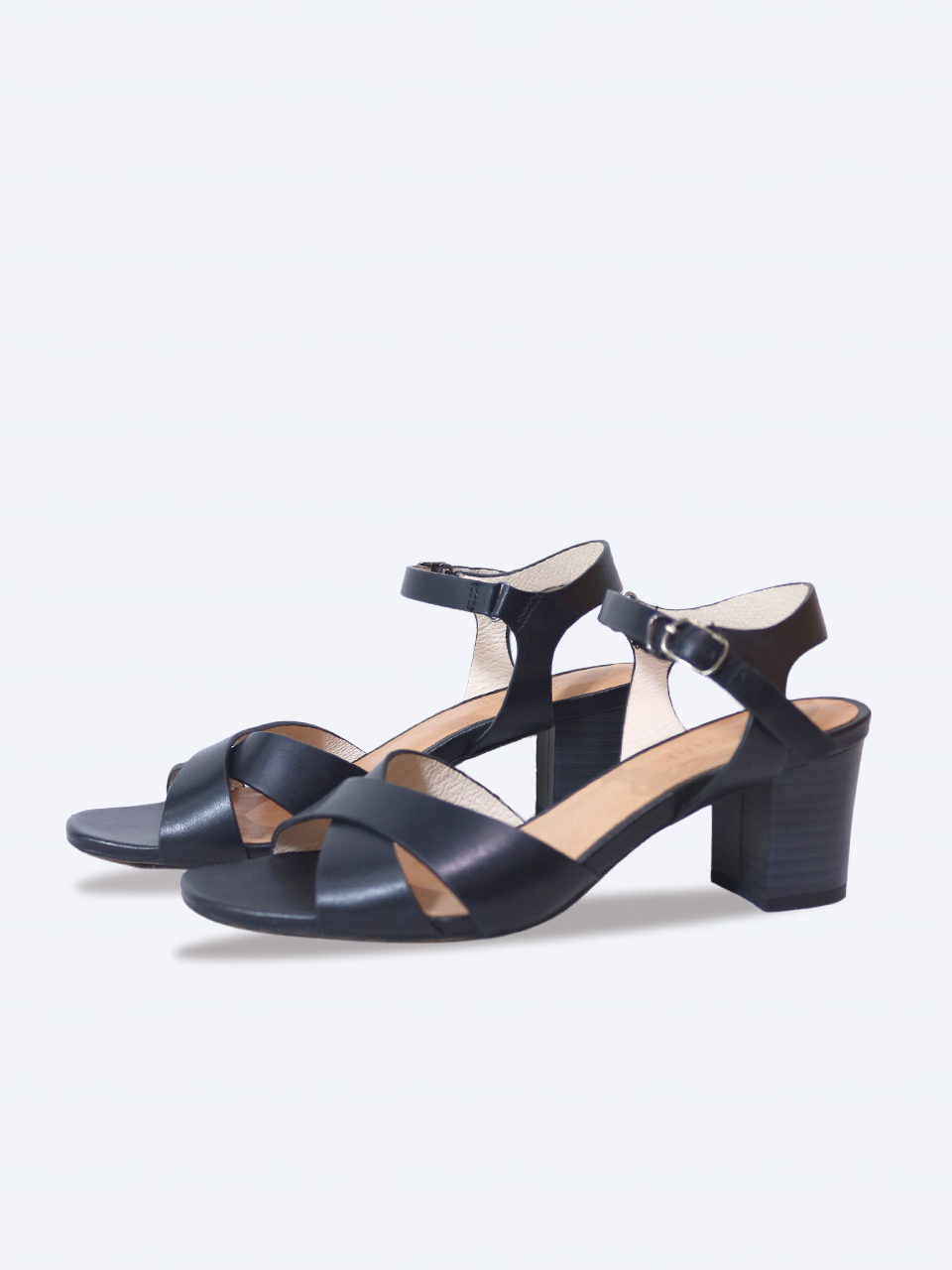 Giày Sandal nữ gót trụ 5cm da thật quai chéo SD02 - SALSA