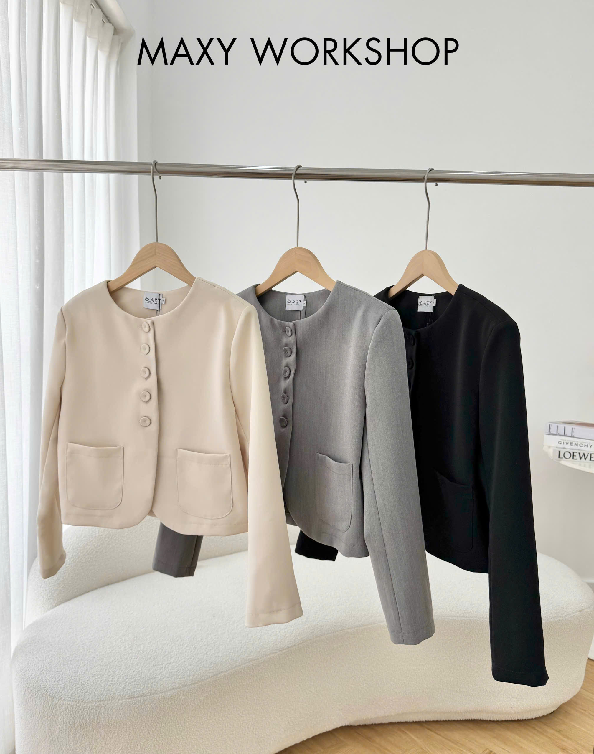 Áo khoác nữ tay dài dáng Croptop Cropped Jacket Maxy Workshop