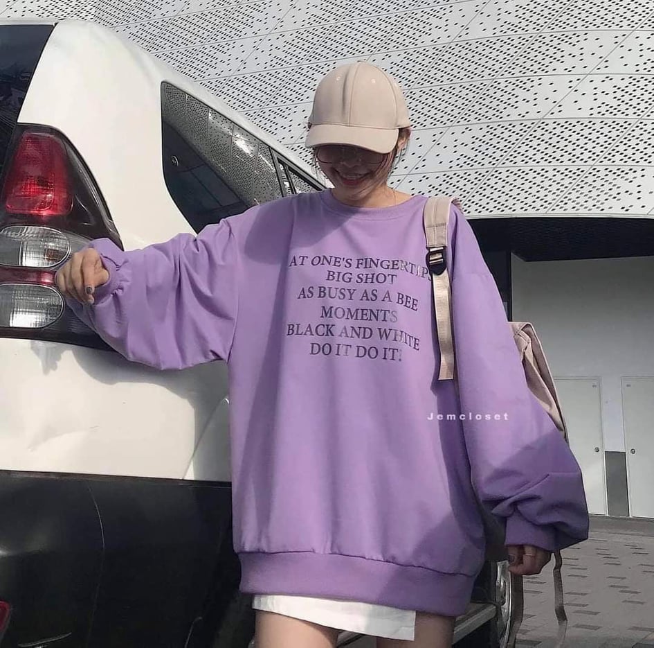 LAZ [ SWEATER NỮ ]Áo nỉ sweater in chữ tiếng anh BIG SHOT (Trọng lượng từ 40kg đến 70kg )