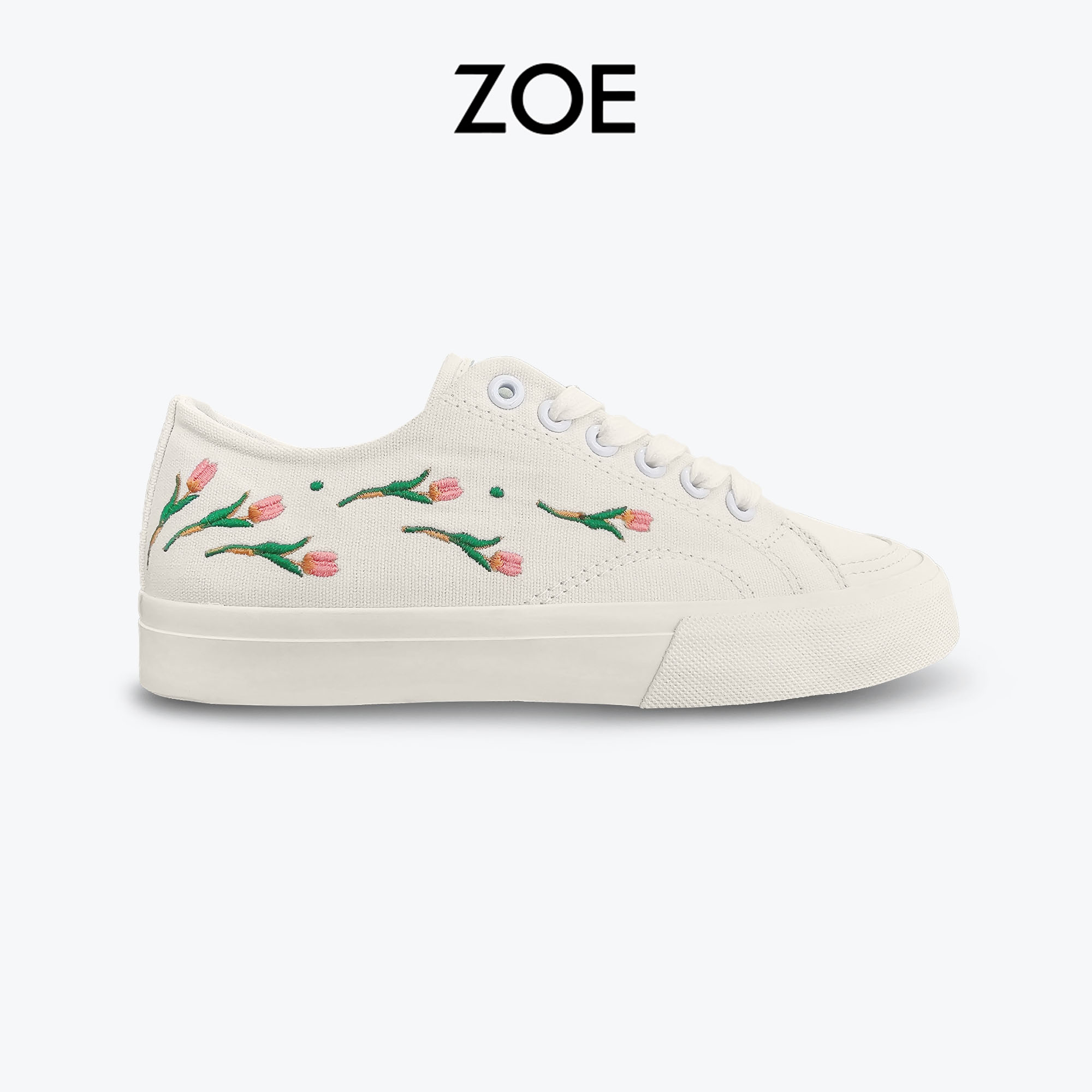 Giày Sneaker Vải Canvas Thêu Hoa Tulip (ZOE Tulip Flower)