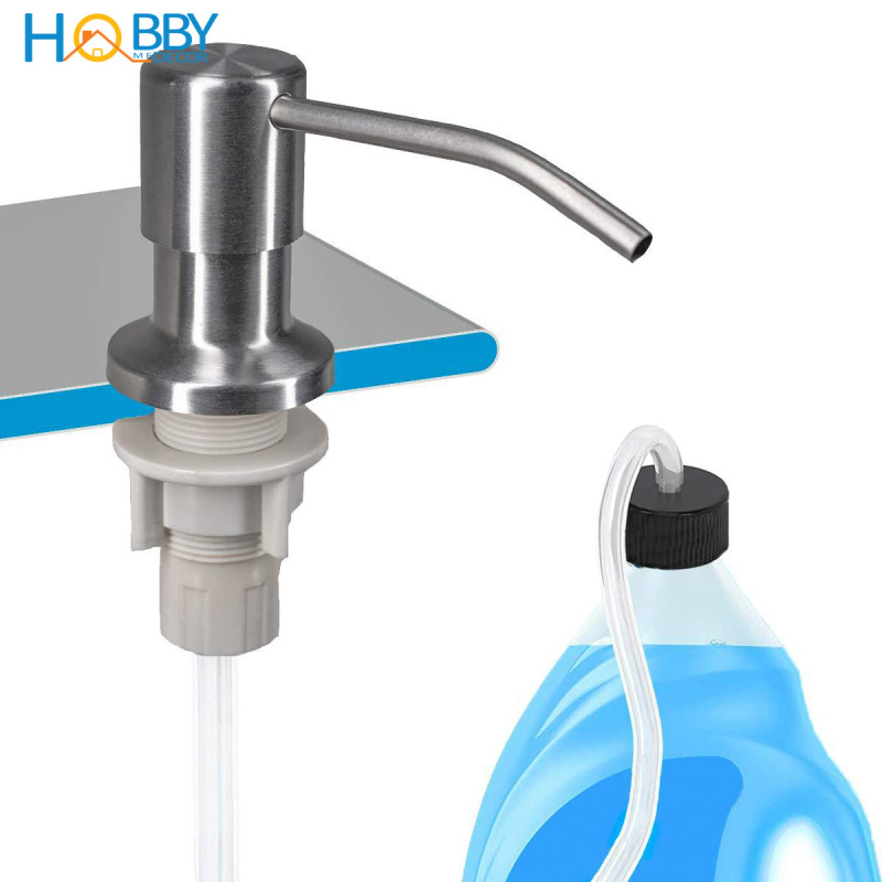 Bộ vòi xịt nước rửa chén Inox 304 gắn vào chậu rửa chén  có dây nối dây 120cm tới chai nước rửa chén lớn - HOBBY  NRC2