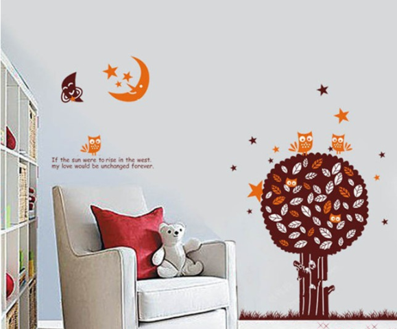HCM Decal trang trí tường Cây nâu lớn