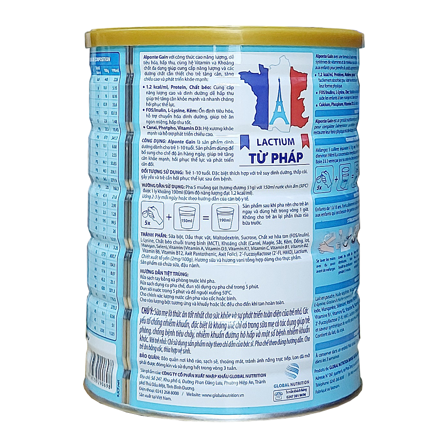 Combo 3 Lon Sữa Alponte Gain 0+ 1+ 800g HSD 2026