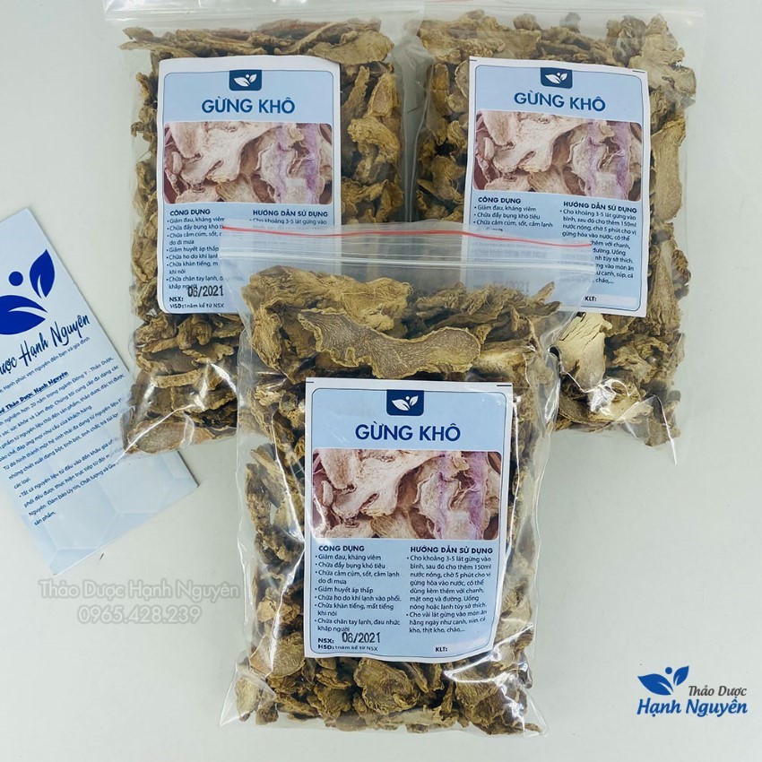 Gừng khô 500g, can khương, thơm cay, dùng pha trà, xông giải cảm, giữ ẩm cơ thể, tăng sức kháng