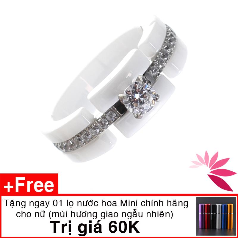 Nhẫn nữ ceramic Hàn Quốc(CÓ VIDEO) cao cấp siêu nhẹ, không xước, cứng gấp 4 lần thép, bền màu vĩnh cửu Sammi Love MK385. Tặng nước hoa