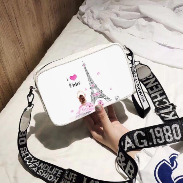 Túi da mini hình hộp thời trang nữ - PARIS (có hình thật)