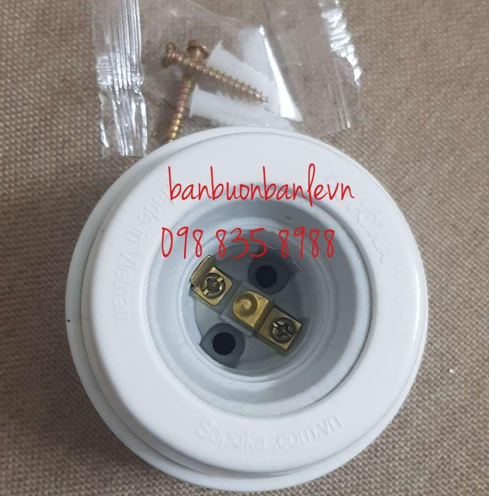 Đui đèn sứ xoáy thẳng E27  Sopoka - DT6