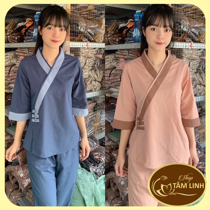 Đồ Lam Đi Chùa _ Mẫu Tim 3 Nút