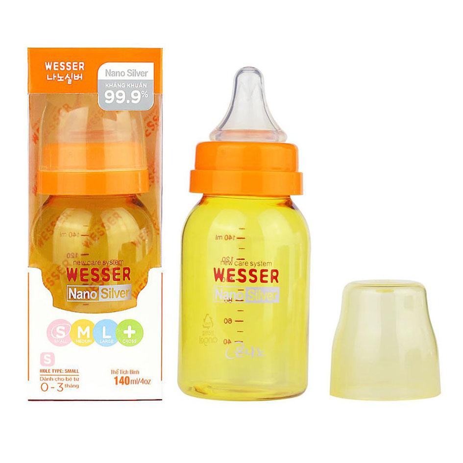 Bình sữa Wesser Nano Silver cổ hẹp 140ml