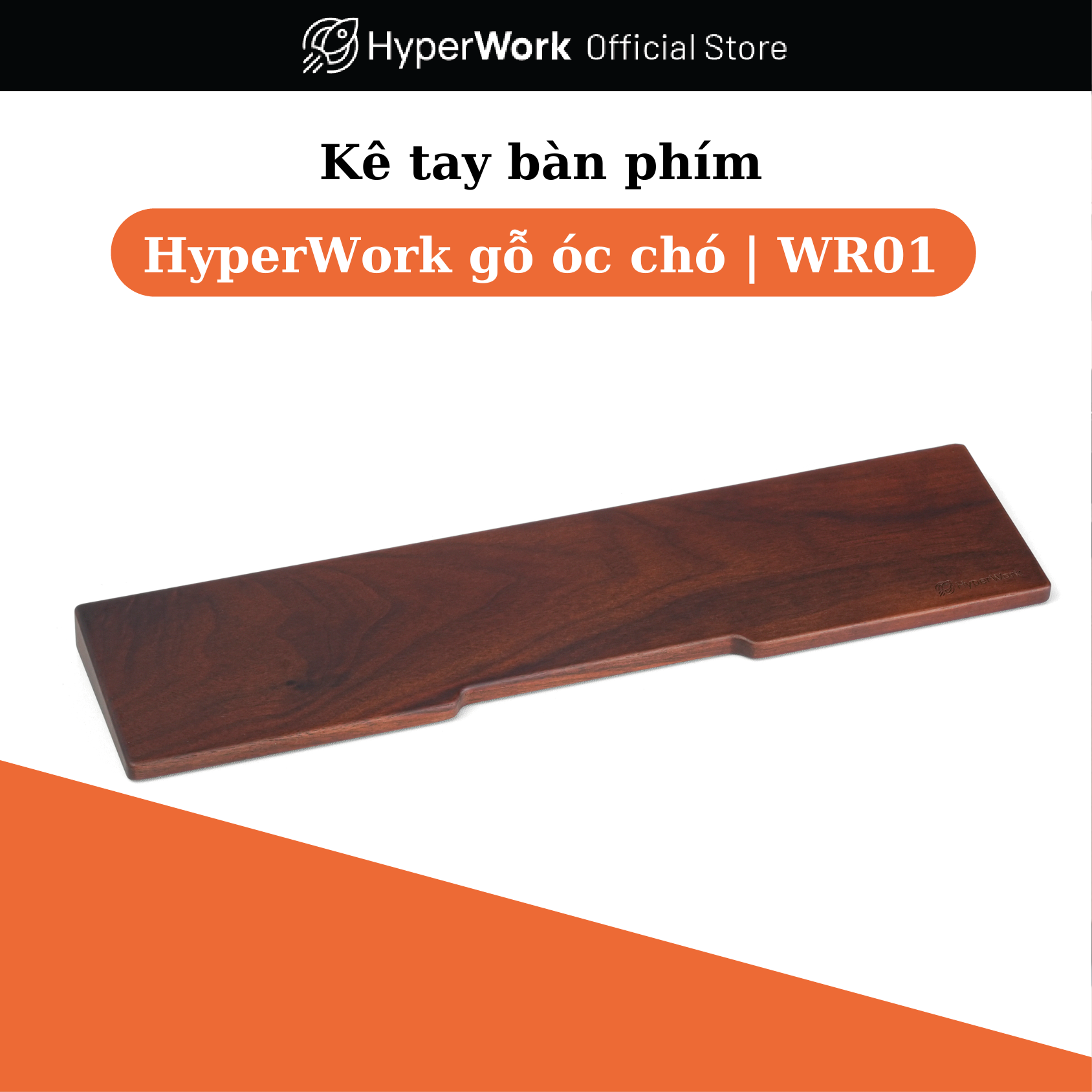 Kê tay bàn phím HyperWork gỗ óc chó | WR01
