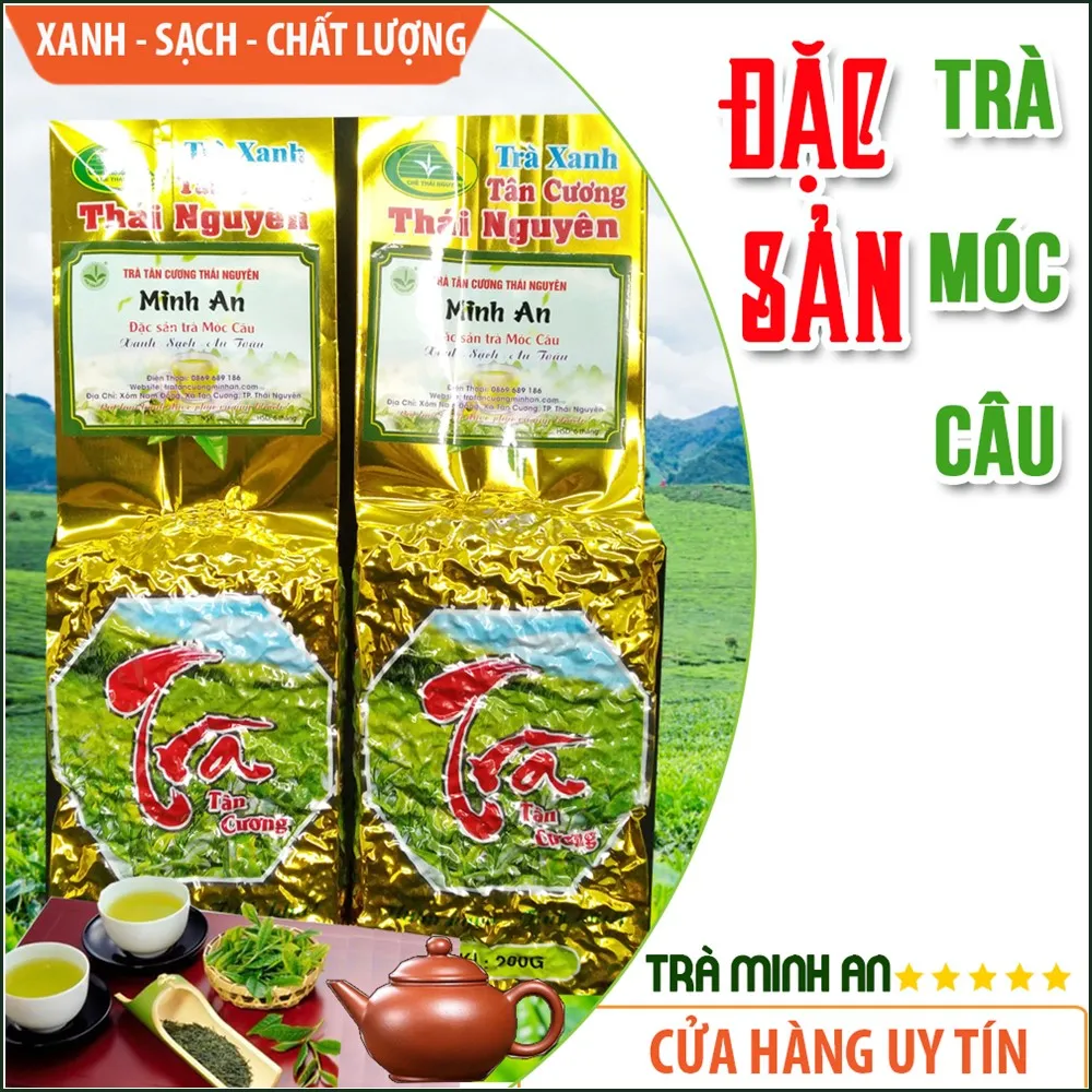 500Gr Trà (chè) Thái Nguyên Tân Cương - Dòng trà Móc Câu Đặc Sản - Vị ngon thơm xanh sạch cánh cong đẹp- TRA MINH AN