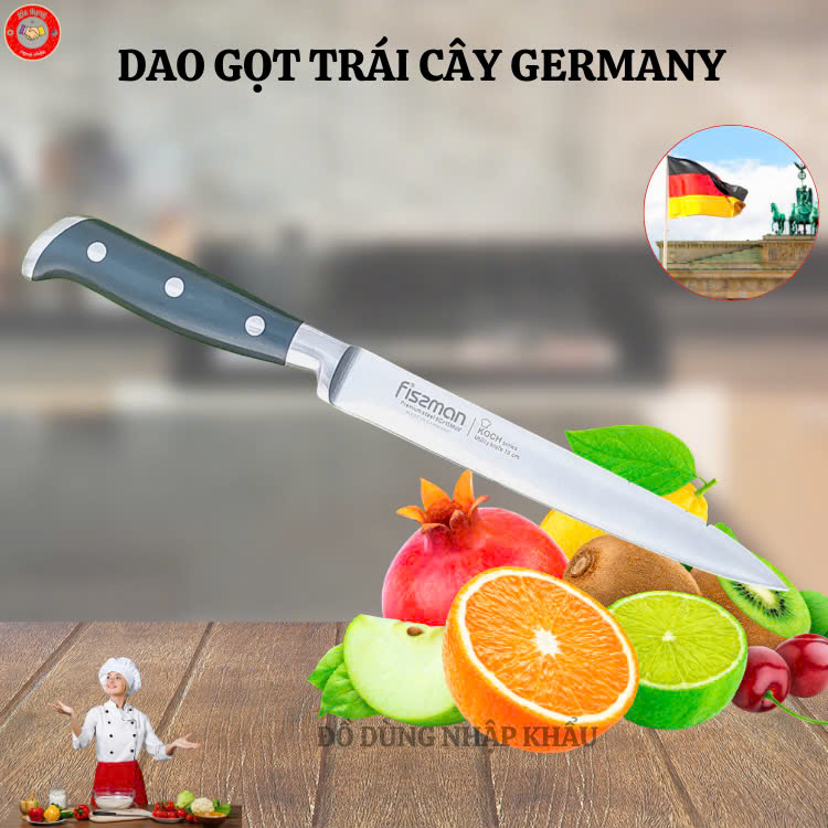 Dao gọt trái cây nhập khẩu từ Liên Bang Đức bằng thép trắng đúc nguyên khối không gỉ