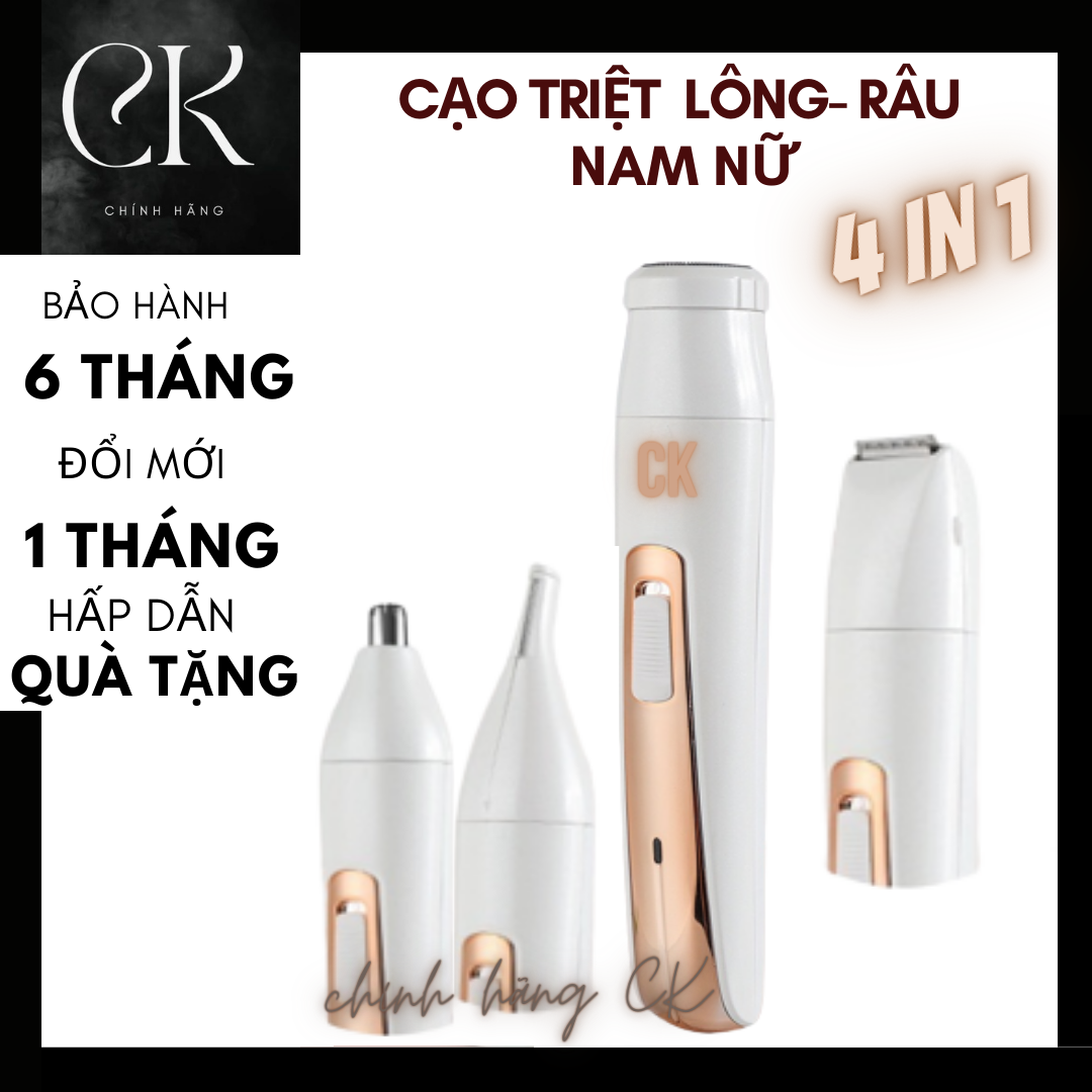 Máy cạo lông tỉa lông râu 4in1 CK - máy triệt lông - máy cạo râu - máy tỉa lông mũi, tỉa tóc, tỉa lông vùng kín nách mặt đa năng mẫu mới