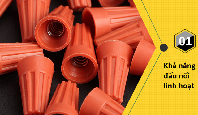 50 Cút nối dây điện tròn P4S - xoắn ốc - Cút nối dây An toàn - Cút nối dây điện Tiện dụng