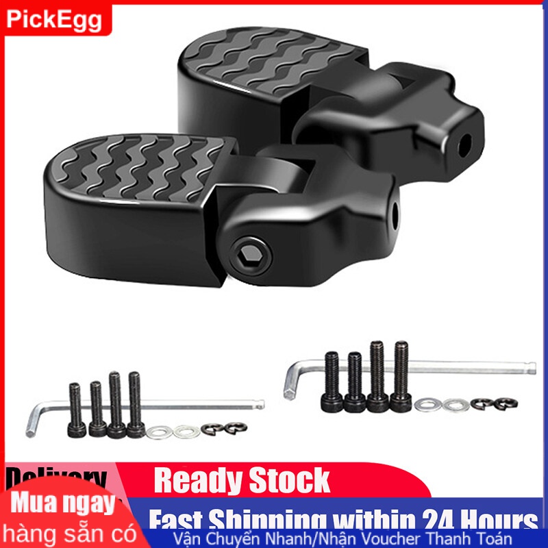 PickEgg 1 Pair Mountain Bike Rear Seat Pedals Aluminum Alloy Foot Rest Foldable Footrest