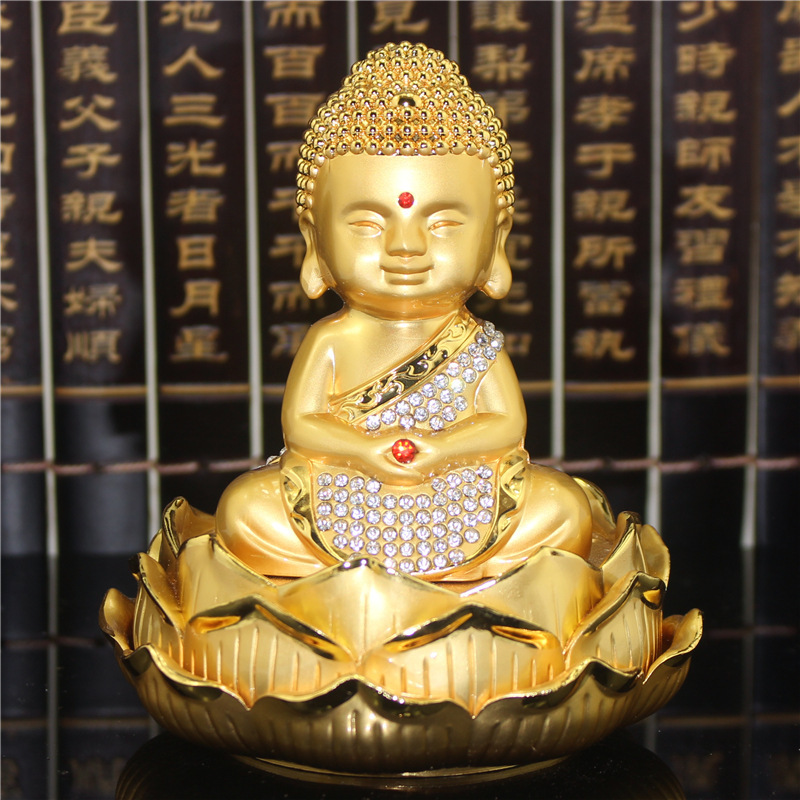 Buddha statue sublong lotus decorated alloy car decoration feng shui desk (perfume included)