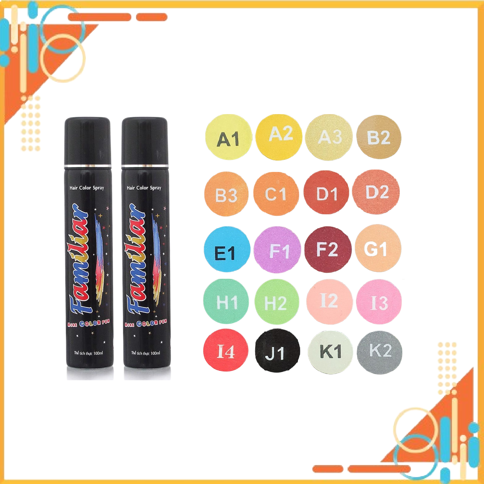 [HCM]Keo xịt tóc màu  Familiar 100ml