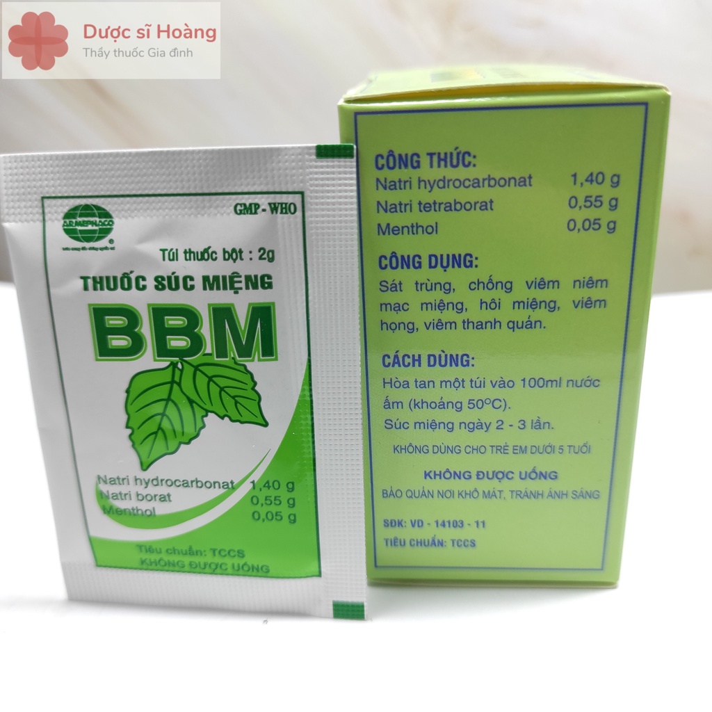 Túi bột súc miệng BBM - hộp 12 gói x 2g