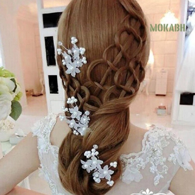 Trâm cài tóc chữ U đính hoa ngọc trâm cài tóc cô dâu