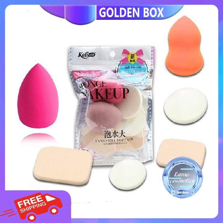 Bông mút trang điểm keli - bộ 6 miếng mút trang điểm tán kem nền phấn phủ