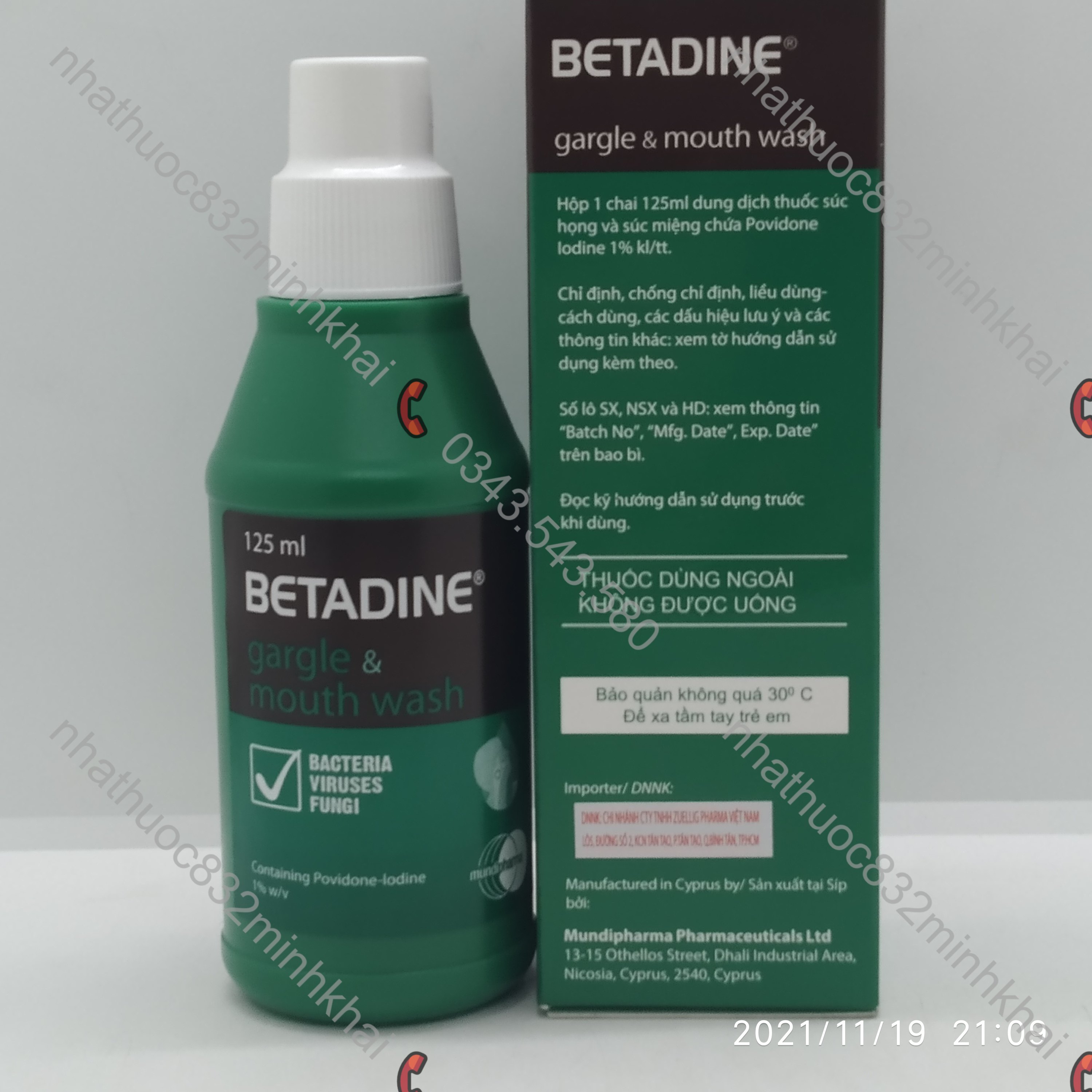 Nước súc miệng BETADINE chai 125ml