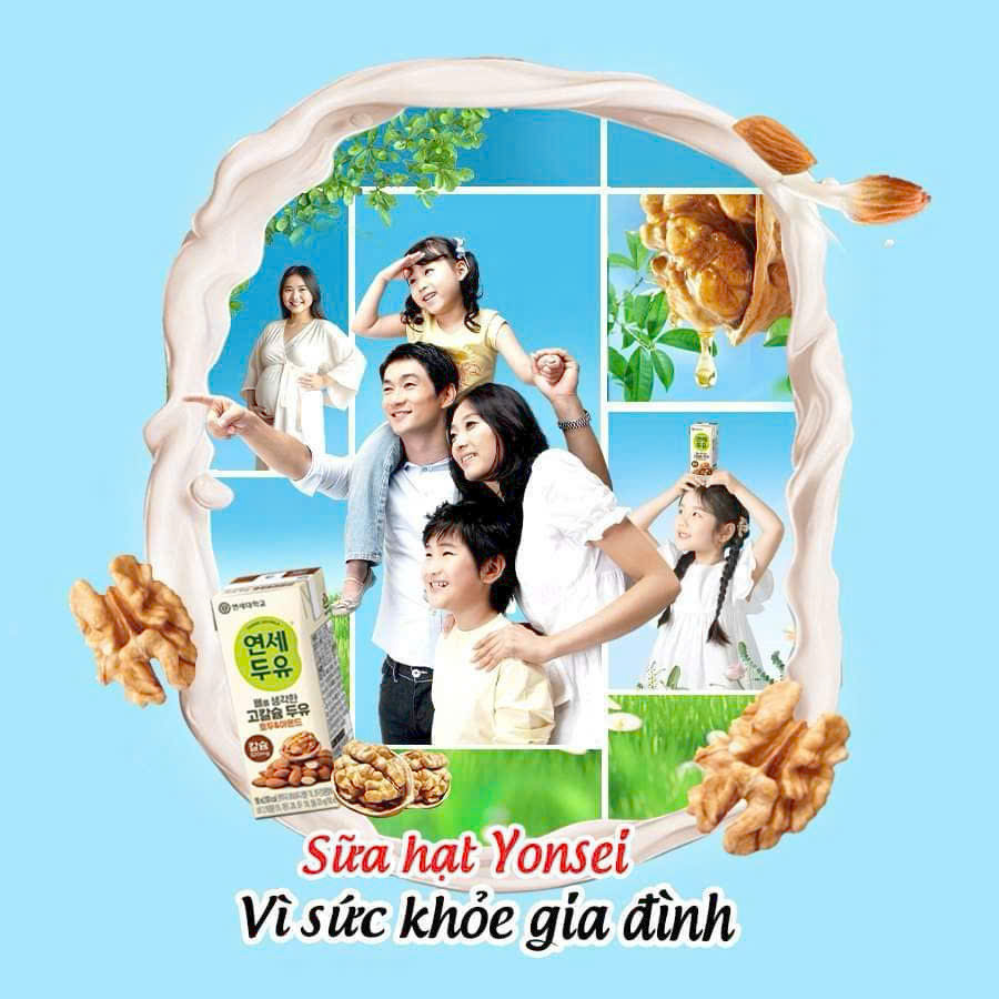 [ Không Đường ] Sữa Hậu Óc Chó Hạnh Nhân Đậu Đen Hàn Quốc YONSEI 24 hộp x 190ml