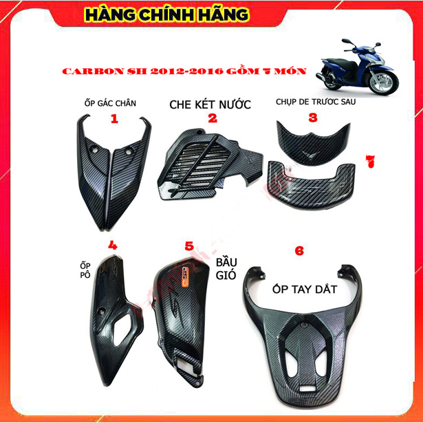 ỐP XE SH CARBON, CACBON 2012-2016 , TÙY CHỌN SP