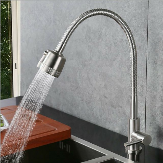 Vòi Lạnh Chậu Rửa bát đơn lạnh Cần Mềm- Sus304