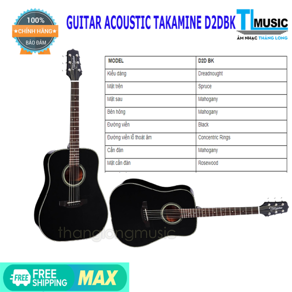 [Chính hãng] Ghi-ta Acoustic Takamine D2D BLK (Tặng kèm bao 3 lớp và pick gảy)