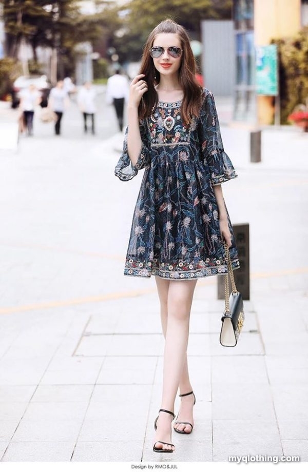 Đầm hàng hiệu RMO suông thêu xịn sò