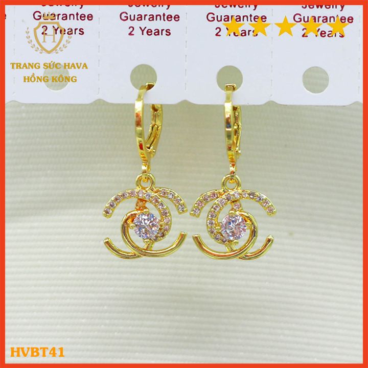 Bông Tai Nữ Titan Mặt Chữ X Đính Đá Thời Trang, Khuyên Tai Nữ Dáng Dài Xi Mạ Vàng Non 24k Cao Cấp - Trang Sức Hava Phong Cách Trẻ Trung Cá Tính